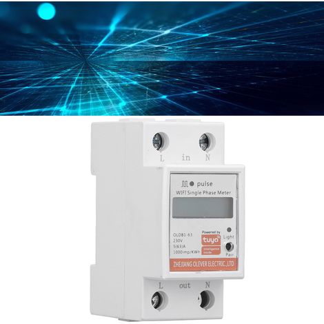 Compteur d'électricité prépayé intelligent Tuya OLDB1-63, monophasé 2P, montage sur rail DIN, avec écran LCD. (1/5)