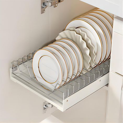 Organisateur de placard coulissant fixé par nanofilm auto-adhésif, égouttoir coulissant pour placards de cuisine, tiroir coulissant pour rangement sous évier (1/5)