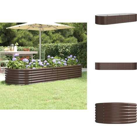 Lit surélevé de jardin Acier enduit de poudre marron - Jardiniere Surélevée - Bac À Fleurs - Pot De Fleurs Extérieur - Décoration Jardin - Balcon (1/5)