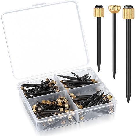 120pcs Steel Picture Hanging Nails, Concrete Steel Wall Nails, Decorative Nails with Brass Head for Frames, 26/27/35mm (1/5)