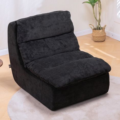 Canapé-lit Futon pour Salon avec Assise Profonde, Canapé Simple en Mousse, sans Assemblage, pour Chambre à Coucher, Appartement, Tissu Velours côtelé, Noir (1/5)