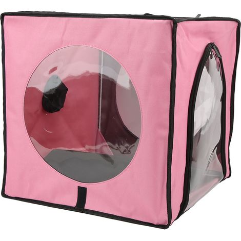Cage de séchage pliable en nylon Oxford à mailles fines pour chiots, idéale pour le camping et les voyages (rose). (1/5)