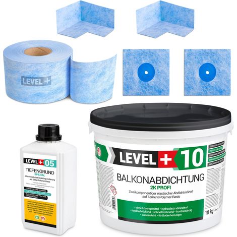 LEVEL+ DichtSet 10kg Balkonabdichtung 2K Badabdichtung, Dusche, Terrasse SET26 (1/4)