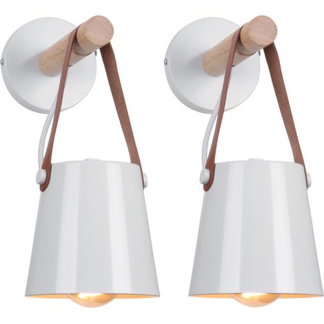 Wottes – Applique murale LED E27 en bois et fer – Design nordique – Anti-corrosion – 2 pièces pour chambre, salon, café (1/5)
