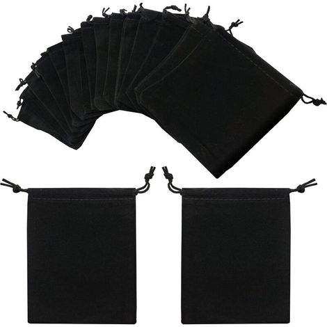 20 pièces Sacs Cadeaux Bonbons En Velours, Sac En Velours À Cordon Noir, Sac De Velours Portable Petit, Sacs De Rangement Sacs En Velours, Sac À Bijoux À Cordon pour la fête mariage sac bijoux (1/5)