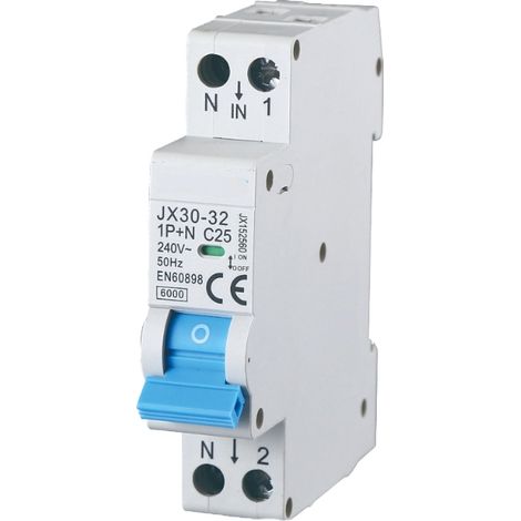 gloca Automatischer Leistungsschalter 1P+N 25A 220V 6KA 1 Modul DIN C25 (1/4)