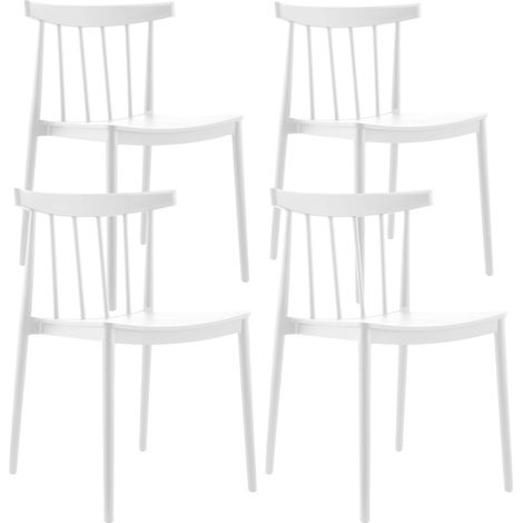 Lot de 4 chaises de terrasse blanc en plastique (1/5)