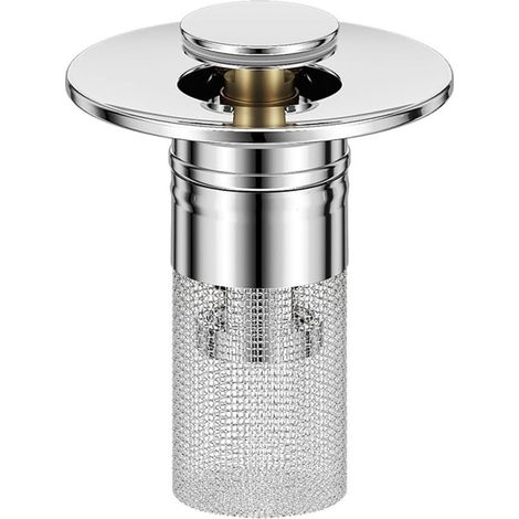 Anti-clogging bathroom sink strainer with brass core – Lifting stopper and hair catcher for sink, shower – Anti-clogging strainer 5.9 x 6.6 cm (F37) (1/5)