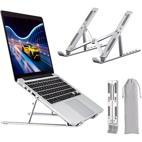 Laptopständer, 6-fach höhenverstellbar, belüfteter Aluminium-Laptoptisch, rutschfest (1/5)