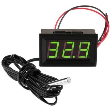 Termómetro digital mini de 12 V con sonda impermeable, color verde. (1/5)