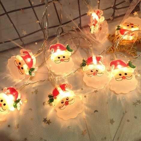 1.5M 10 Led Guirlande Lumineuse De Noël Père Noël Guirlandes Lumineuses, Lumière Led En Forme De Bonhomme De Neige À Piles Pour La Décoration De Fête De Noël (Pile Non Incluse) (1/5)