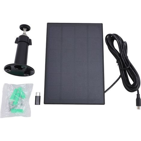 Panneau Solaire 8W pour Caméra, IP66 Étanche, Silicium Monocristallin, Câble 3m, Support Rotatif 360°, Noir, Alimentation Continue (1/5)