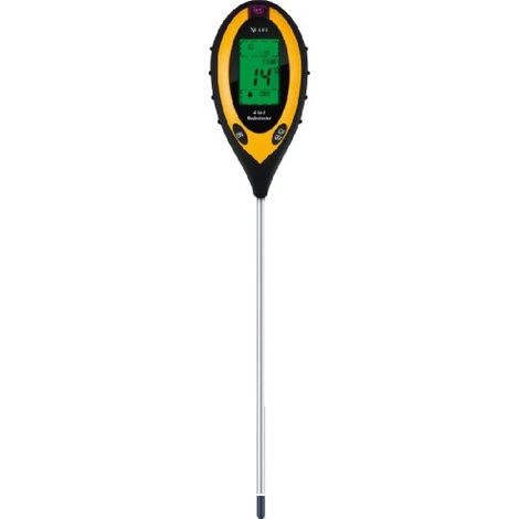 Testeur de sol numérique 4-en-1 – pH, humidité, température, intensité lumineuse – Écran LCD rétro-éclairé – Sonde 200 mm – X4-Life - Q032311 (1/4)