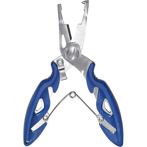 Fishing pliers, scissors, braided line cutter, line take-up tool, fishing tools, multi-functional scissors, 1 piece (blue) (1/5)