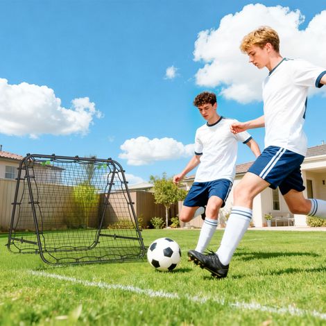 Filet de rebond double face 91 x 91 cm filet de rebond football pliable réglable dans 5 angles structure en acier noir