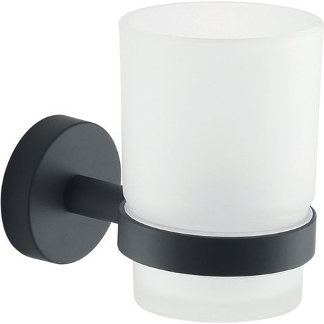 Portaspazzolini da muro in acciaio inox e Cromall 2310 Gedy serie EROS Nero Matt