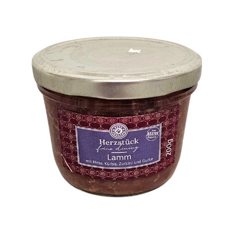 Cordero con calabacín, calabaza y mijo 200 g comida para perros elaborada con carne de animales criados en libertad para problemas digestivos y estreñimiento Paul & Paulina (1/3)