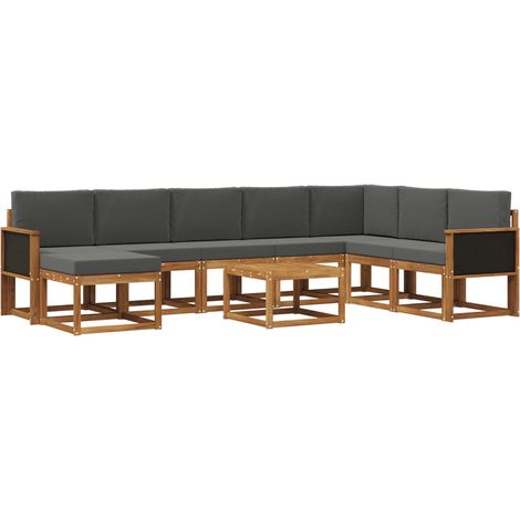 Outdoor Sofa Set 9 pcs Natural and Anthracite Solid Acacia Wood vidaXL (1/5)