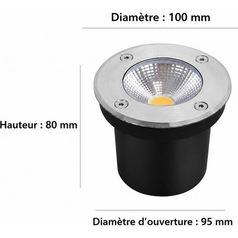 Spot Encastrable de Sol Extérieur LED COB 7W 100mm Lumière Bleue Inox IP67 12V-24V 7 Wcob 100mm réf 500 g – Livraison gratuite