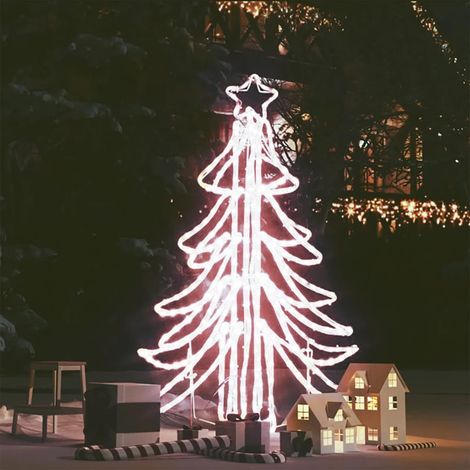 vidaXL Figura árbol Navidad plegable 3 pzas blanco cálido 87x87x93 cm (1/5)