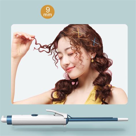 Fer à friser 9mm température constante, arrêt automatique intelligent, bouton unique, plastique portable pour voyage, lisseur boucles compact (1/2)