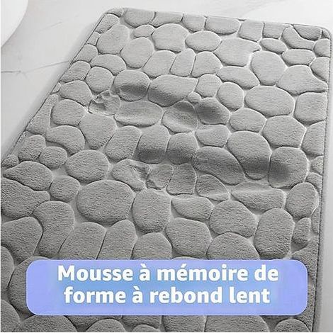 Tapis de Bain en Mousse à mémoire de Forme- Douche Absorbant- Bain- décoratif- Antidérapant- Salle Salon- 43 x 61 cm- Gris foncé (1/3)