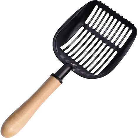 Pelle A Litiere - Alliage Aluminium Bois - 35x14 Cm - Tamis 6 Mm - Poignee Ergonomique Bois - 1 Piece