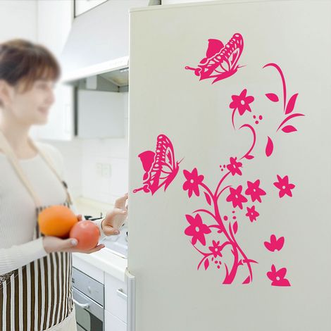 Autocollant frigo papillon fleur vigne finement sculptée transférab (1/5)
