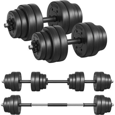 Kit Haltères Musculation 2-en-1 - 30 kg - Poids Réglable - Surface Moletée Antiglisse - Assemblage Rapide
