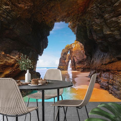 Papier peint panoramique - Grottes Mer - 130 cm x 87 cm (1/4)