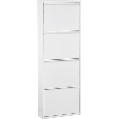 Metallschuhboden mit 4 Matt weißen Schubladen 50x15x136cmpour alle Stile, um zu Hause eine Note zu verleihen (1/5)