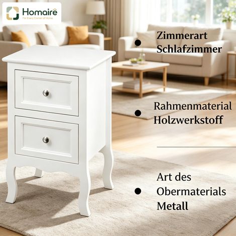 Weißer Beistelltisch mit Stauraum aus weißem Holz 30 x 40 x 60 cm HOMAIRE (1/5)