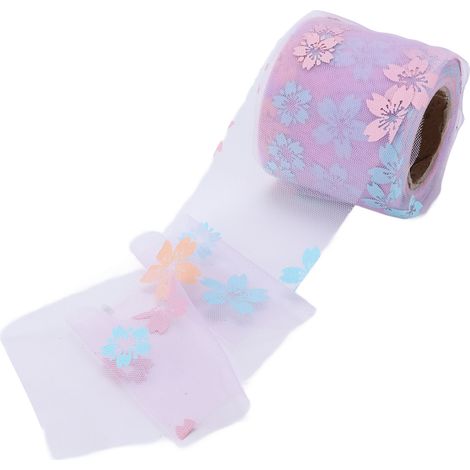 Tulle imprimé 6cm 25 yards, polyester doux, toucher confortable, romantique, décoration DIY fêtes et événements, violet et rouge. (1/5)