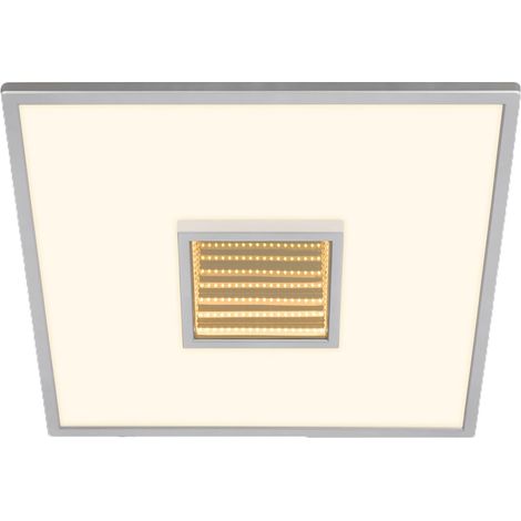 Plafonnier LED avec miroir Infinity, effet tunnel 3D, éclairage individuel, lampe LED, plafonnier, lampe de salon, lampe de chambre, lampe de cuisine, 42x42x4 cm, chrome mat (1/4)