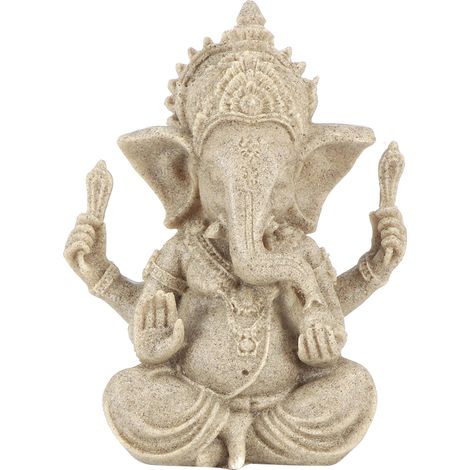 Statue résine grès Ganesh dieu éléphant indien décoration fengshui bouddha artisanat maison