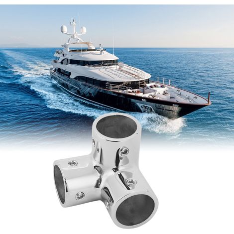 T-Stück aus Edelstahl 316, hochbelastbare Stahlrohrverbindung für Schiffsgeländer, geeignet für Schiffe und Yachten, 22 mm. (1/5)