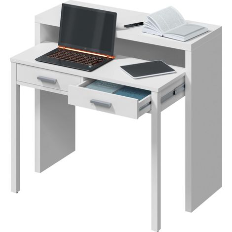Bureau Extensible, Console Blanc « Artik », Dimensions : 98,5 x 36-70 x 87,5 cm (l x P x H). (1/5)