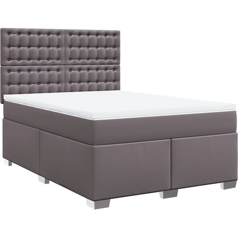 Maison Exclusive - Sommier à lattes de lit avec matelas Gris 160x200 cm Similicuir