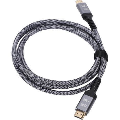 Câble d'interface multimédia HD 8K 48 Gbit/s 60 Hz 2.1 haute vitesse pour PC, ordinateur portable, console de jeux, boîtier TV et projecteur (1,8 m). (1/5)