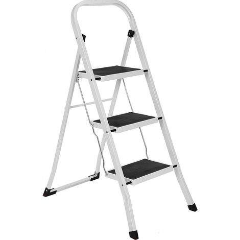 Sgabello / Scaletta pieghevole in metallo 3 gradini con gradini antiscivolo