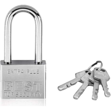 Cadenas de sécurité, Cadenas à clé Cadenas à Anse Longue 40 mm pour Casier de Gym Abri de Jardin Garage Clôture (1/5)