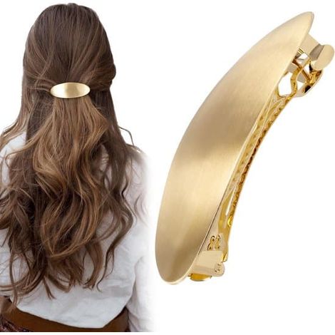 Pince à cheveux ovale vintage en métal pour femme - Grande pince à cheveux pour cheveux fins - Pince à cheveux française ornée de détails floraux (1/5)