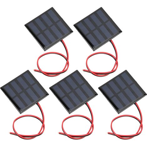 Lot de 5 Mini Panneaux Solaires 2V 150mA avec Câbles Rouge Noir 30cm, Module de Charge DC pour Projets DIY (1/5)