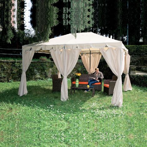 Gazebo Armonia 3x4x2,65 m structure en acier dessus et panneaux late'raux en polyester pour jardin exte'rieur