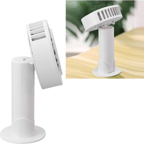 Ventilateur électrique portable, ventilateur électrique tour de cou, ventilateur électrique réglable à 90°, chargement USB, blanc. (1/5)