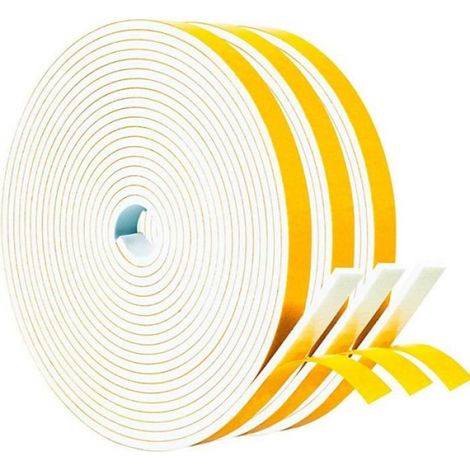 Joint D'Etanchéité En Caoutchouc - EPDM Blanc - 10 mm Épaisseur × 15 m - Pour Porte Fenêtre Meuble - 3 Rouleaux (1/4)