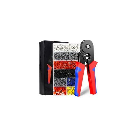Pince à sertir cosse 0,08 à 16 mm² – Alliage fer-nickel résistant à la rouille – Poignée ergonomique antidérapante – 1800 embouts inclus (1/5)