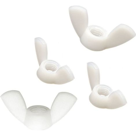 M4 Écrous À oreilles Écrou Papillon en Plastique, Matériau Nylon/Polyamide, Blanc, 20 pcs (1/5)