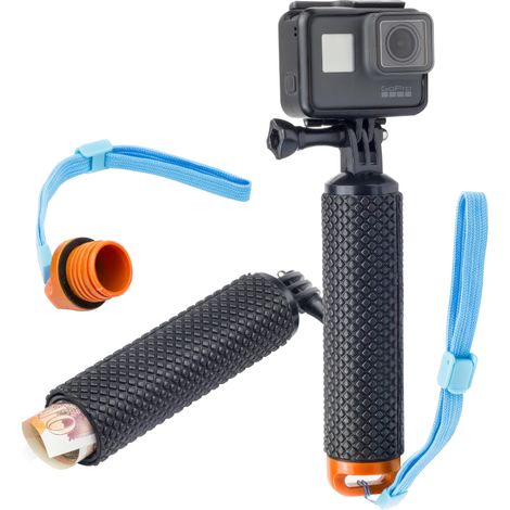 Selfie Stick Flottant - Poignée Universelle Pour Caméra Action - Étanche IPX8 - Compartiment Étanche Intégré - Couleur Orange Vif - 1 Pièce