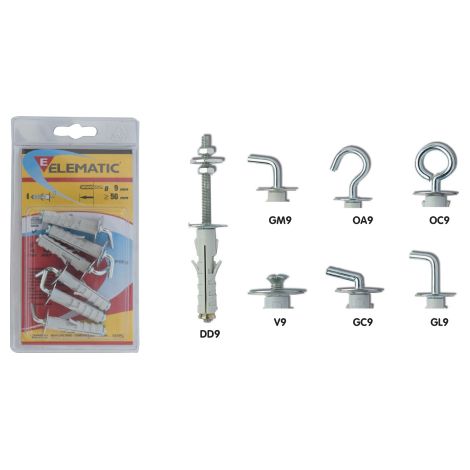 cf 6 pcs Ancrages A  vis Elematic ENP / OA Bouchon filetA  9 mm pour fixation murale
